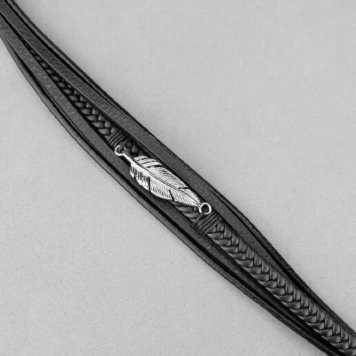 Pulsera de cuero Feather Silver