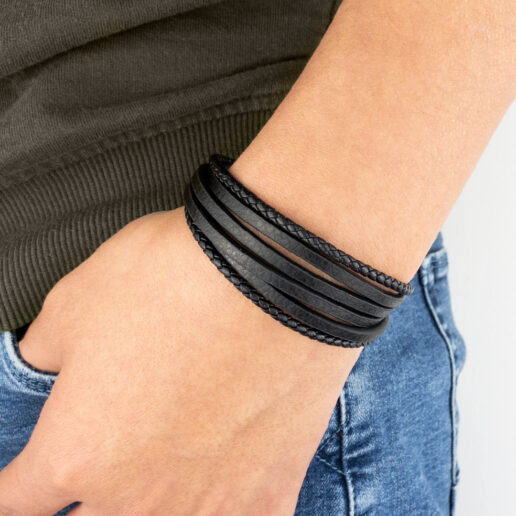 Pulsera de cuero Darryl Black